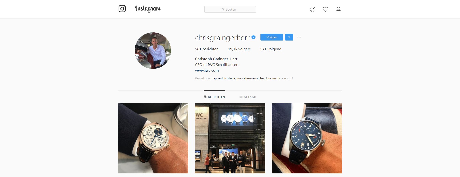 Instagram swiss watch brand CEO The Ace List - who to follow